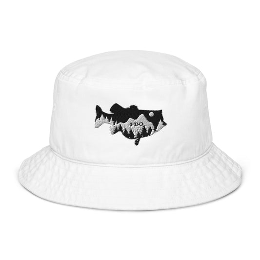 Unleash Your Inner Angler with the Largemouth Bass Mountain Night Sky Organic Bucket Hat