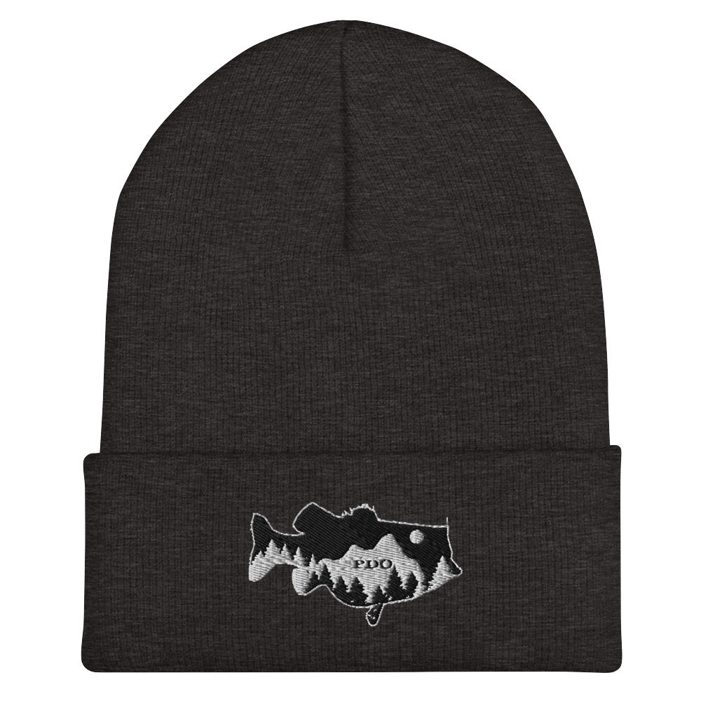 Largemouth Bass Mountain Night Sky Beanie dark grey