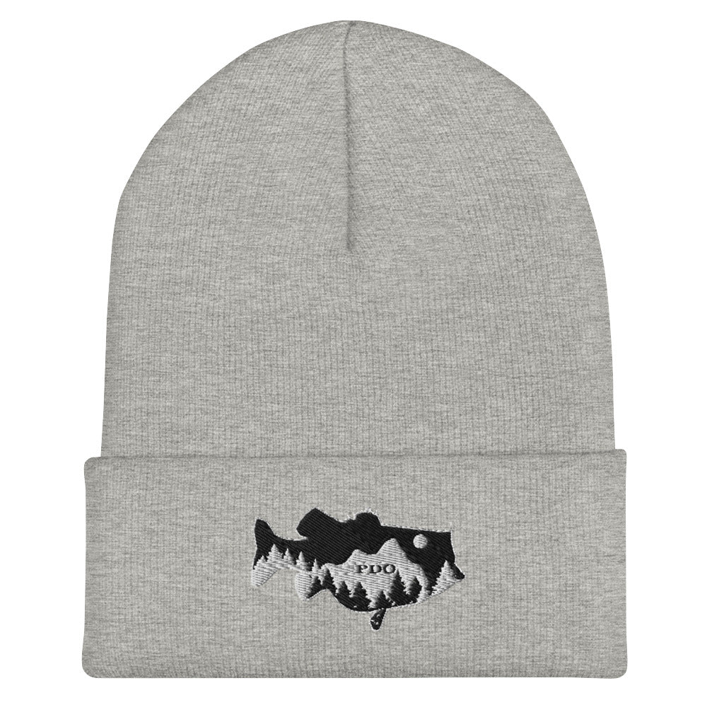 Largemouth Bass Mountain Night Sky Beanie grey