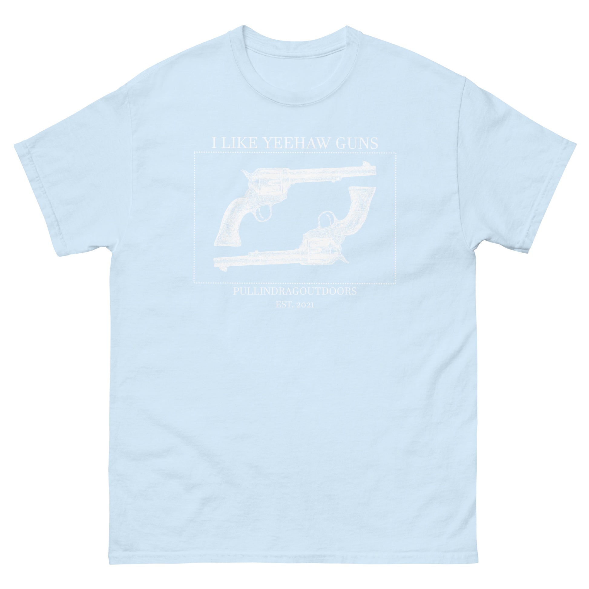 Big Iron Cowboy Revolver Enthusiast Tee Light Blue