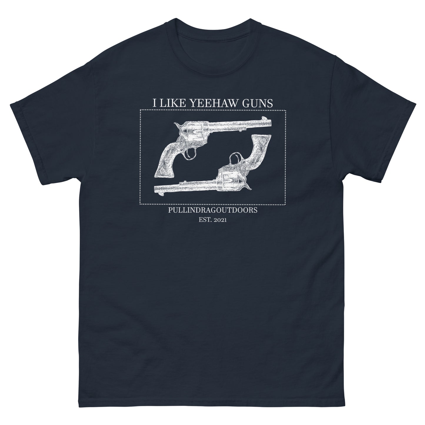 Big Iron Cowboy Revolver Enthusiast Tee Navy