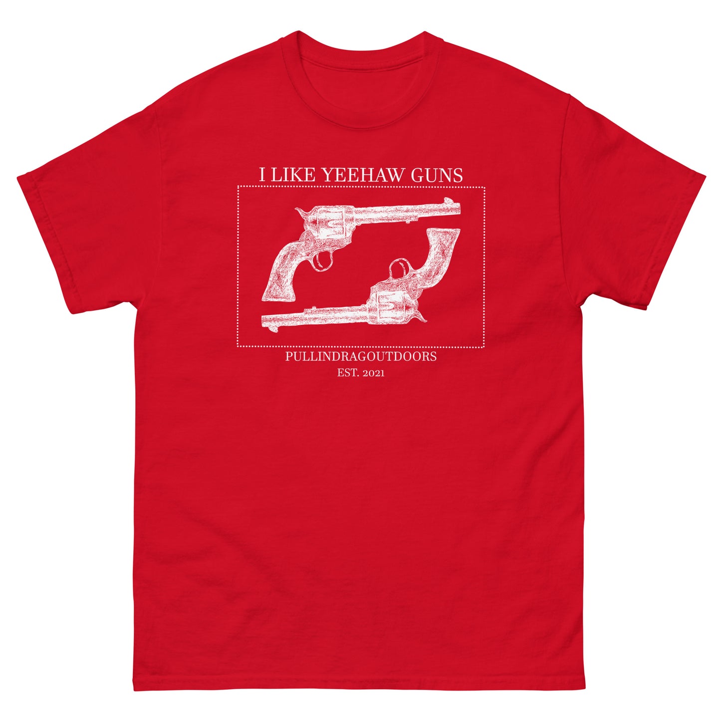 Big Iron Cowboy Revolver Enthusiast Tee Red