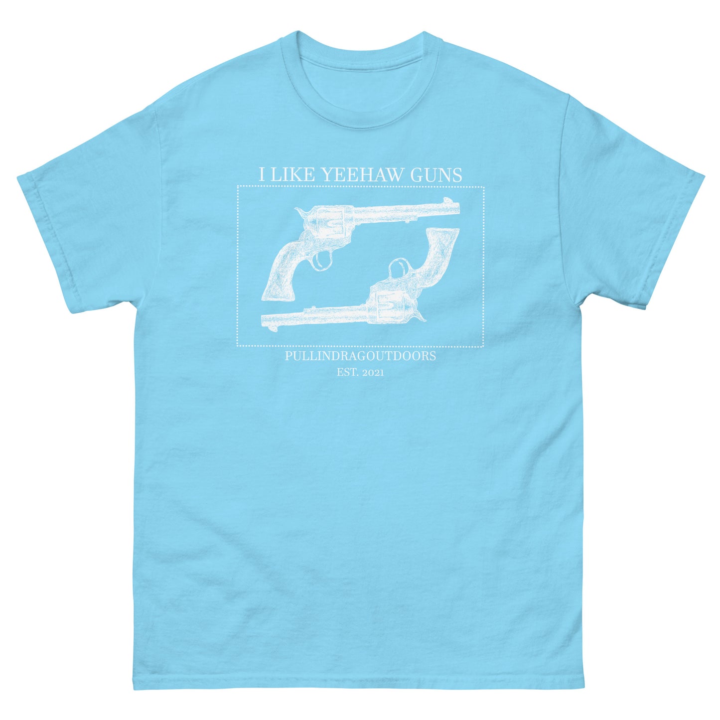 Big Iron Cowboy Revolver Enthusiast Tee Turquoise