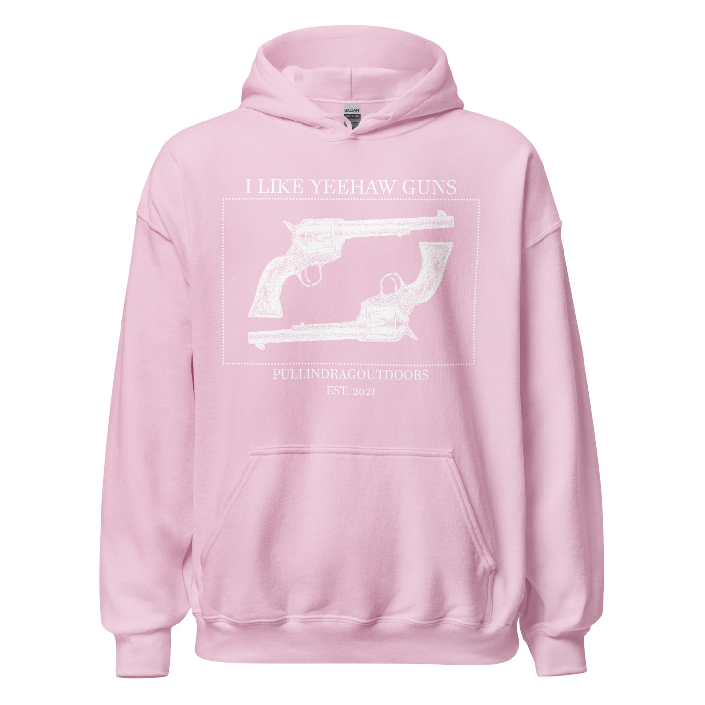 Big Iron Cowboy Revolver Enthusiast Hoodie (Pink)