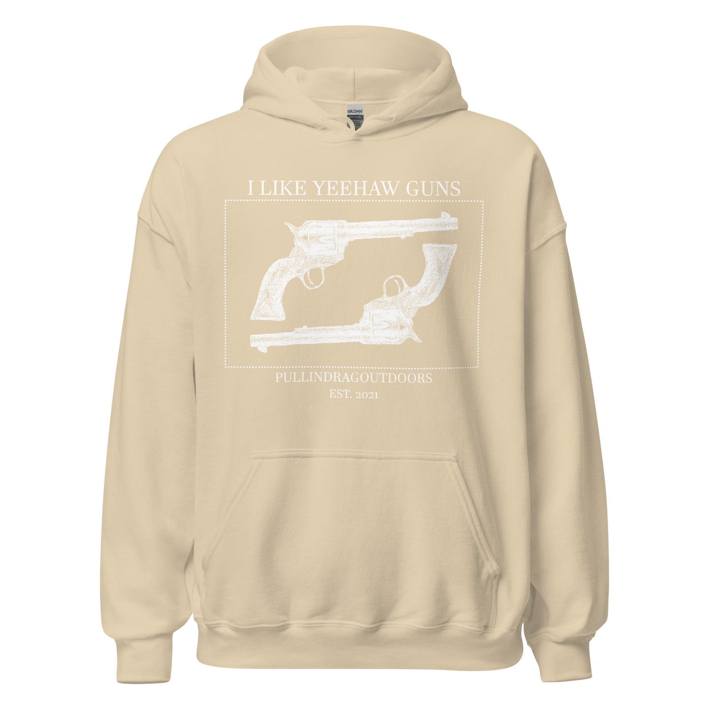 Big Iron Cowboy Revolver Enthusiast Hoodie (Tan)