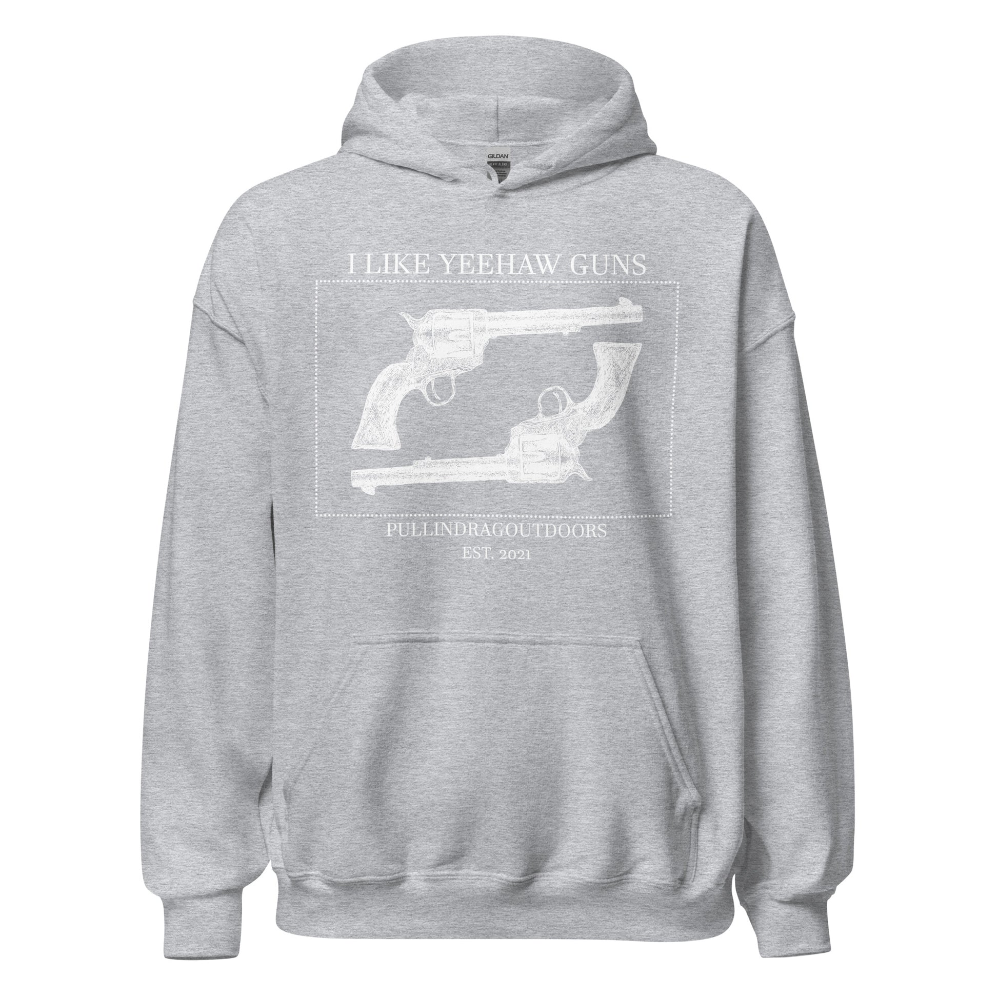 Big Iron Cowboy Revolver Enthusiast Hoodie (Light Grey)